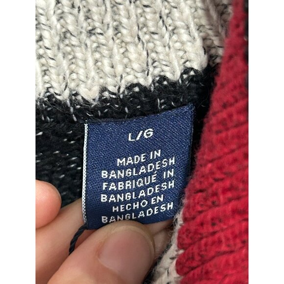 Chaps NWT Mens Half-Zip Sweater Black & White Cotton Blend Size L - Picture 9 of 11